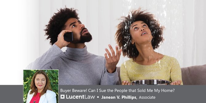 Couple sitting on couch discovering a leaky roof_Lucent Law